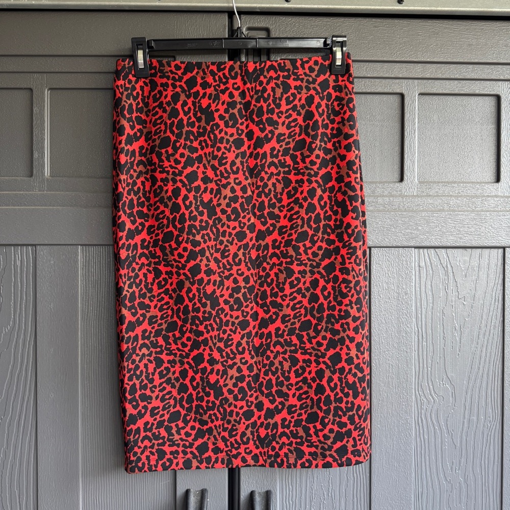 Philosophy Red and Black Pencil Skirt Knee-Length Cocktail NWT